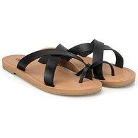 Totes Ladies Toe Post Strap Sandal - Black