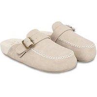 Totes Isotoner Isotoner Ladies Suedette Open Back Moccasin Slipper - Stone