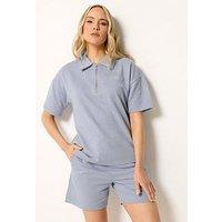 Long Tall Sally Tall Half Zip Embroidery Short Sleeve Sweatshirt