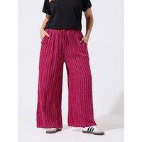 Yours Curve Crinkle Stripe Trousers