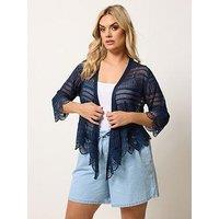 Yours Curve Waterfall Cardigan - Blue