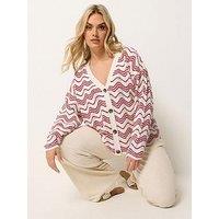 Yours Curve Wave Pointelle Cardigan - Red