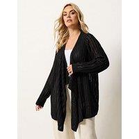 Yours Curve Longline Waterfall Cardigan - Black