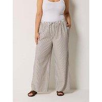 Yours Curve Crinkle Stripe Trousers