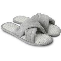 Totes Isotoner Isotoner Ladies Marl Cross Strap Slipper - Grey