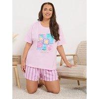 Yours Curve 'Seas The Day' Short Pyjama Set - Pink