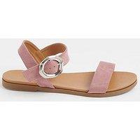 Yours Wide Fit 2 Part Brushed Buckle Sandal - Pink