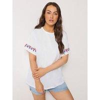 Yours Curve Printed Embroidery T-Shirt