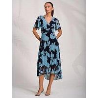 Jolie Moi Pleated Chiffon Maxi Dress - Blue