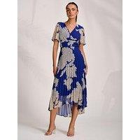 Jolie Moi Pleated Chiffon Maxi Dress - Blue