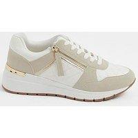 Yours Wide Fit Metal Clip Quilted Wedges - White