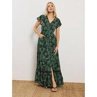 Long Tall Sally Tall Leaf Button Through Maxi Dress