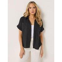 Long Tall Sally Cheesecloth Grown On Sleeve Shirt - Black