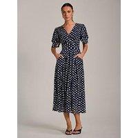 Jolie Moi Angel Sleeve Print Lace Maxi Dress - Navy