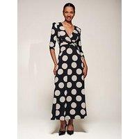 Jolie Moi Jersey Ruched Waist Fit & Flare Maxi Dress - Black