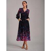Jolie Moi Long Sleeve Print Lace Maxi Dress - Pink