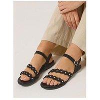 Yours Extra Wide Fit Ditsy Floral Flat Sandal - Black