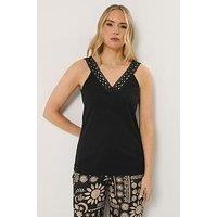Long Tall Sally V-Neck Lace Vest - Black