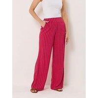Long Tall Sally Stripe Wide Leg Trousers 36" - Red
