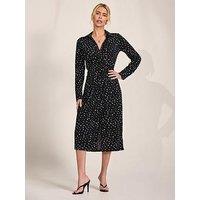 Jolie Moi Becca Long Sleeve Jersey Shirt Dress - Black