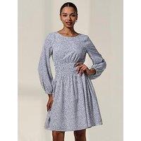 Jolie Moi Long Sleeve Ruched Waist Midi Dress - White