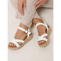 Yours Extra Wide Fit V Cut Plaited Wedges - White