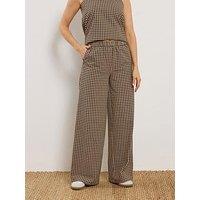 Long Tall Sally Gingham Wide Leg Trouser 36" - Black