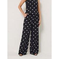 Long Tall Sally Polka Dot Wide Leg Trousers 36" - Black