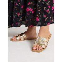 Yours Extra Wide Fit Cut Out Mule Sandal - Gold