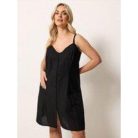 Yours Curve Linen Swing Dress - Black