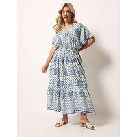 Yours Curve Cotton Boho Maxi Dress - Blue