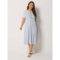 Yours Curve Bow Print Throw On Dress - Cream