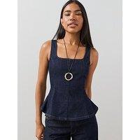 The Very Collection Structured Denim Co-Ord Top - Dark Wash