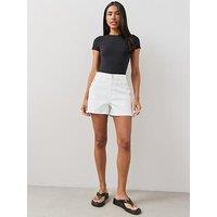 The Very Collection Sailor Button Denim Shorts - White
