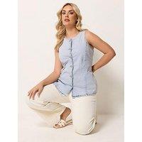 Yours Curve Elongated Denim Waistcoat - Blue