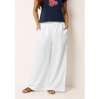 Pixiegirl Petite Button Wide Leg Trousers - White