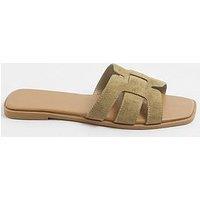 Yours Wide Fit Cut Out Mule Sandal - Khaki Green