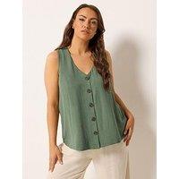 Yours Curve Waistcoat Vest - Green