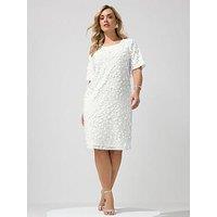 Yours Curve Sequin T-Shirt Dress - White