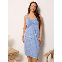 Yours Curve Pastel Hearts Lace Trim Chemise Nightdress - Blue