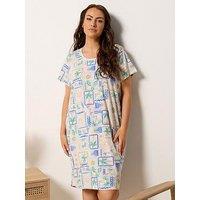 Yours Curve Postcard Print Dipped Back Nightdress