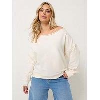 Yours Curve Off The Shoulder Sweatshirt - Cream
