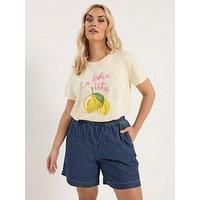 Yours Curve Denim Shorts - Blue