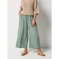 Yours Curve Chambray Culotte - Green