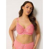 Yours Curve Mia Fishnet Lace Underwire Bra - Pink