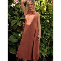 Pixiegirl Petite Halter Neck Maxi Dress - Red