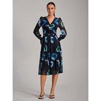 Jolie Moi Long Sleeve Printed Mesh Midi Dress - Multi