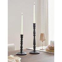 The Very Collection Set Of 2 Black Wooden Candle Holder