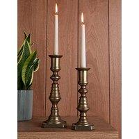 The Very Collection Set Of 2 Antique Brass Candlestick Holders