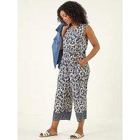 Roman Petite Printed Cropped Jumpsuit